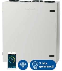 Centrala Komfovent Domekt-CF-700-V-C6M-ER wymiennik przeciwprądowy entalpiczny, układ króćców pionowy